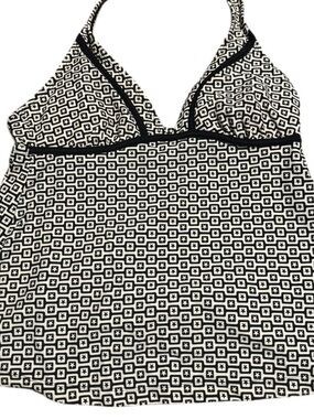 Y2K Converse Black & White Geometric Halter Tankini